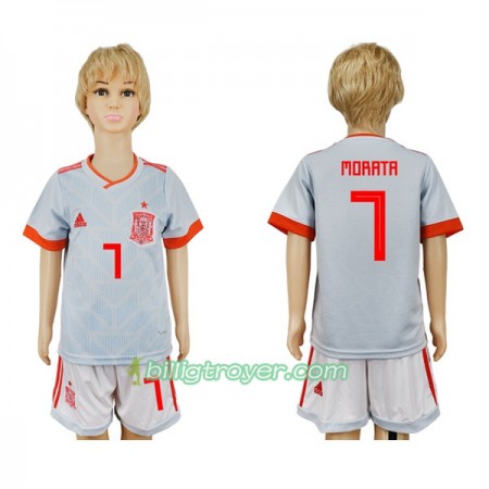 Billige Fotballdrakter Spania Morata 7 Barn VM 2018 Bortedraktsett